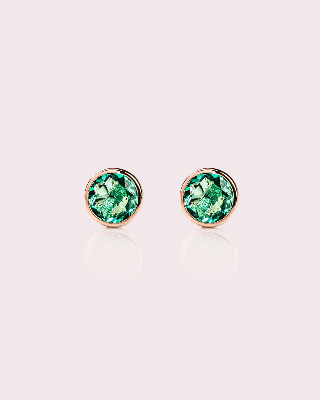 Demi Earrings - Round Lab-Emerald
