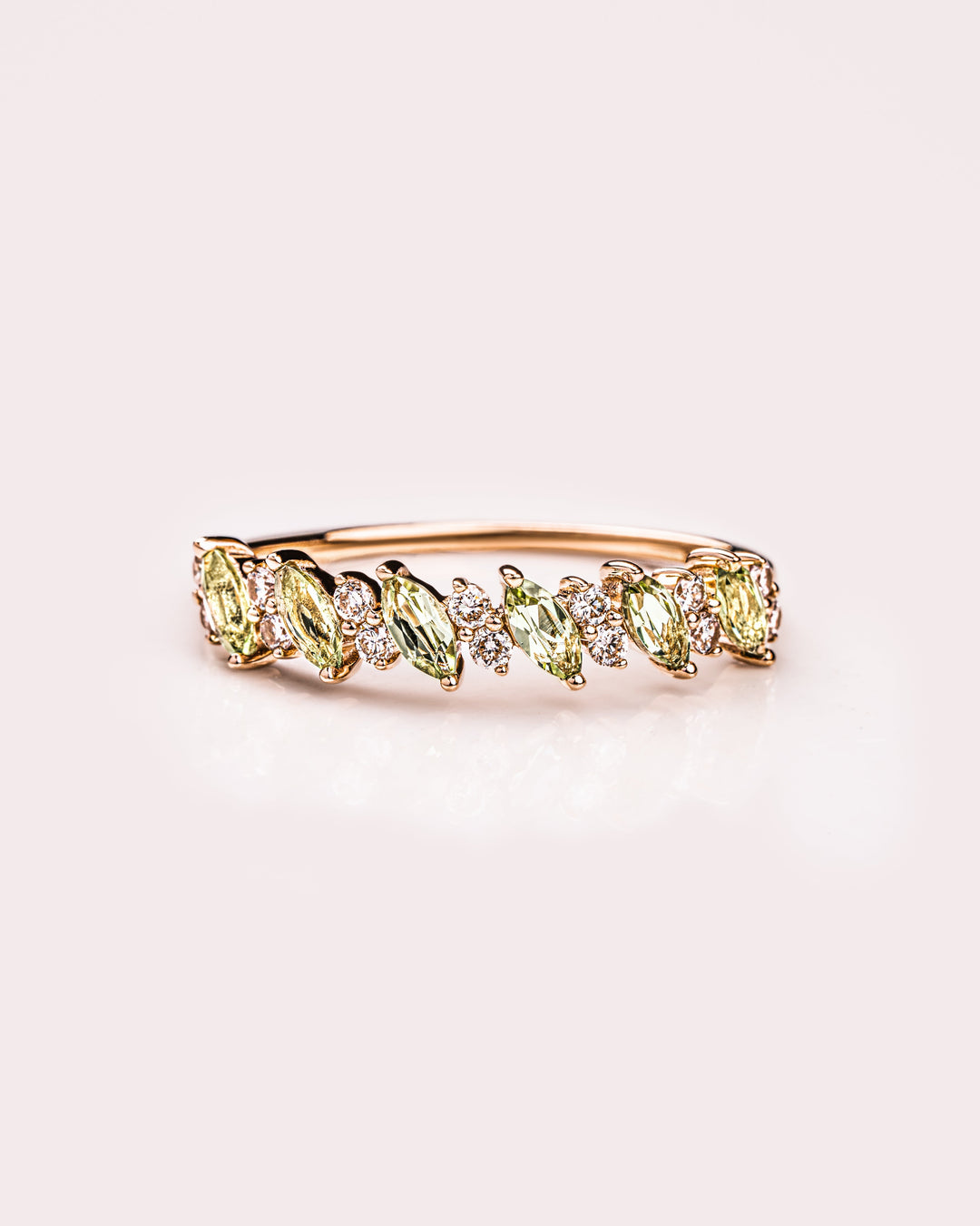Ready to Ship - Marquise Peridot & Diamond Band
